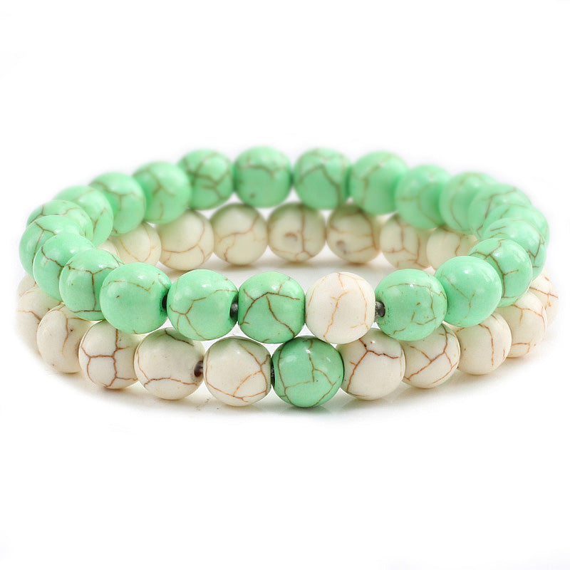 Colorful Natural Stone Couple Bracelets Set