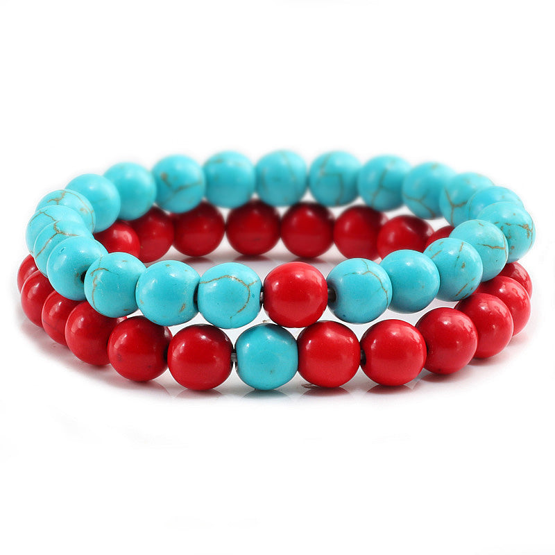 Colorful Natural Stone Couple Bracelets Set