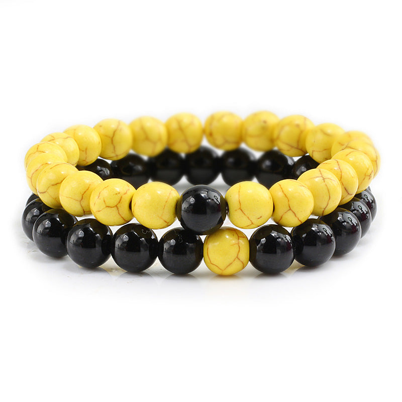 Colorful Natural Stone Couple Bracelets Set