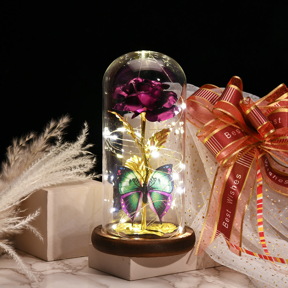 Enchanted Rose in a Glowing Glass Capsule