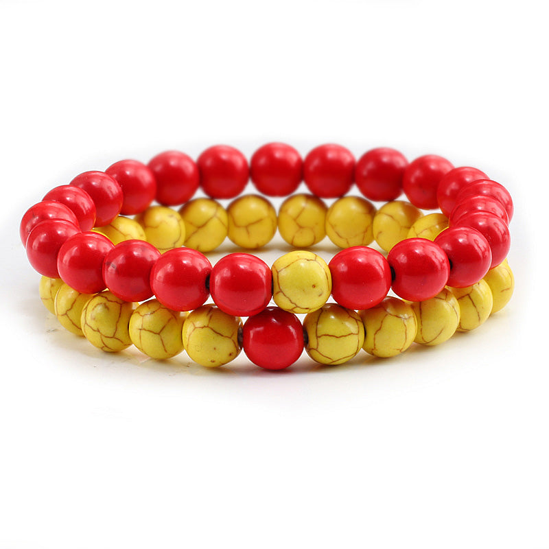 Colorful Natural Stone Couple Bracelets Set