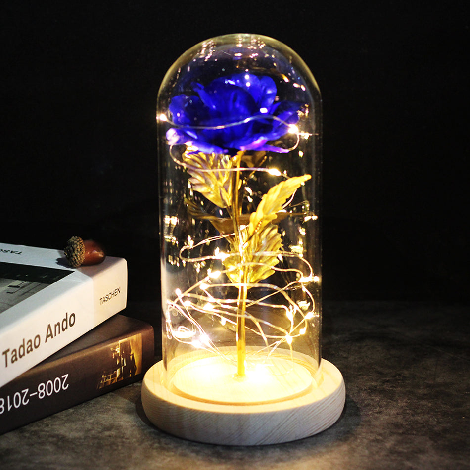 Enchanted Rose in a Glowing Glass Capsule