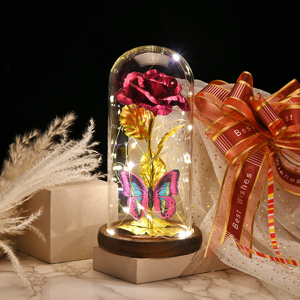 Enchanted Rose in a Glowing Glass Capsule