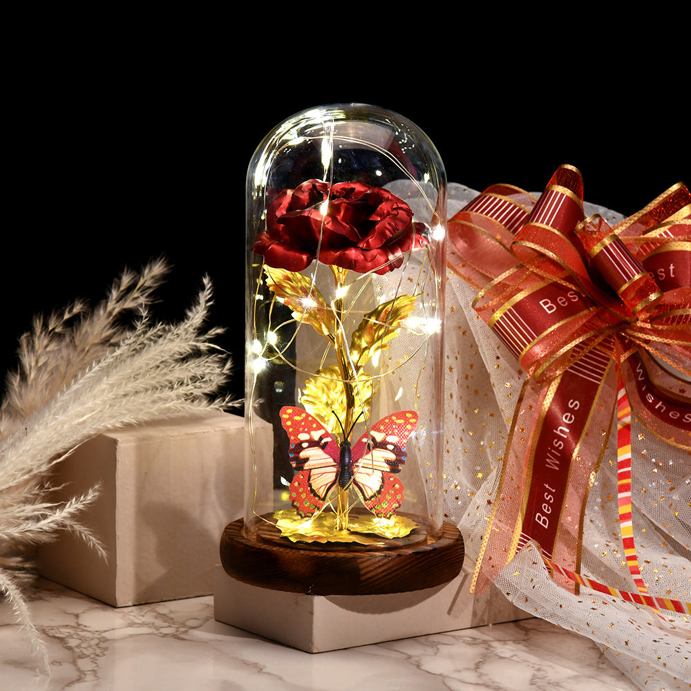 Enchanted Rose in a Glowing Glass Capsule