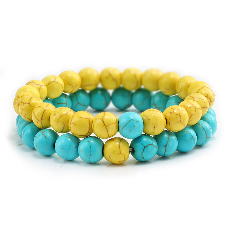 Colorful Natural Stone Couple Bracelets Set