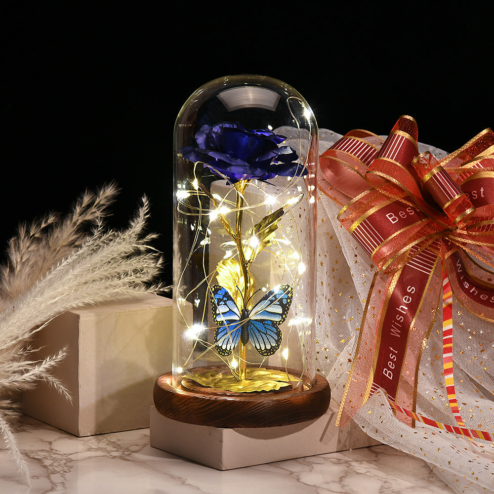 Enchanted Rose in a Glowing Glass Capsule